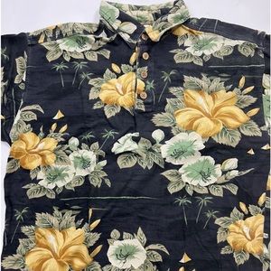 TOMMY BAHAMA Big&Tall S Men’s Hawaiian Hibiscus Palm Fronds Tropical Camp Polo